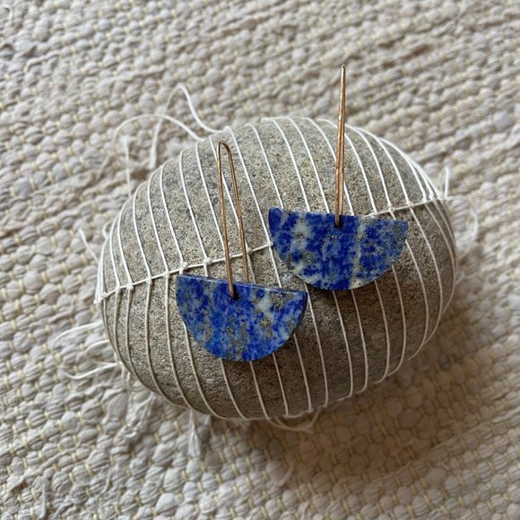 Hinge Designs Jewelry - Half Moon Lapis Earrings